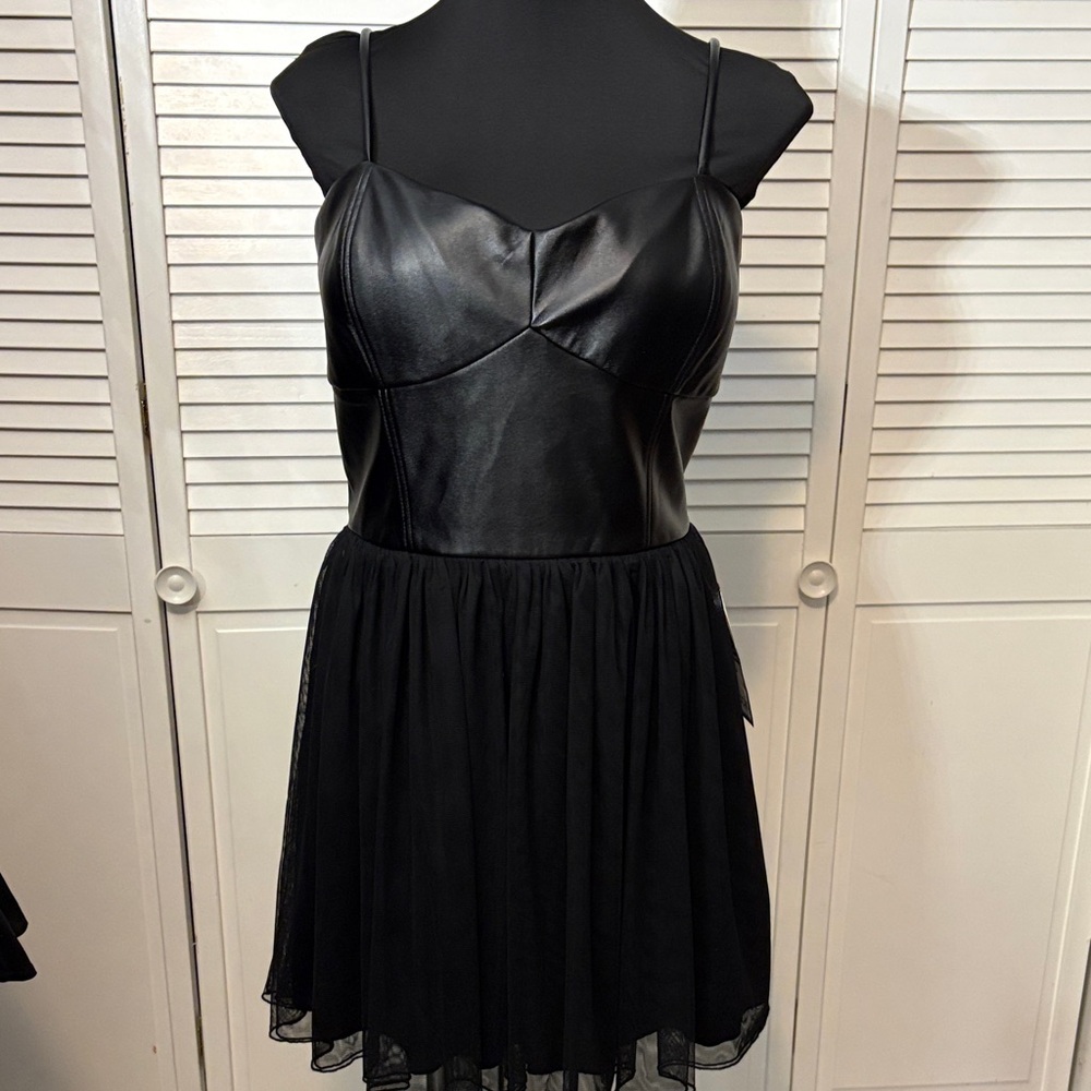 ❗️SOLD❗️ Black Faux Leather Mini Dress